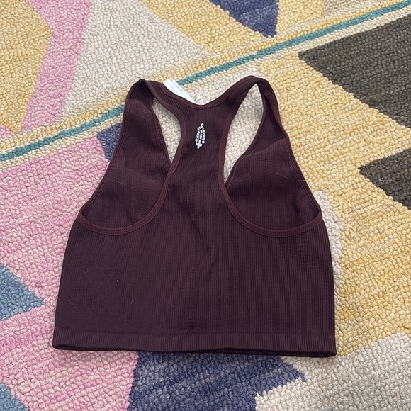 Free People Movement Brown Ribbed Free Throw Crop Top Size Large - Picture 3 of 6